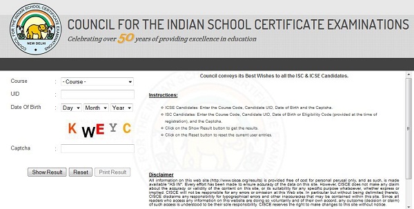 ISC Class 12 Exam Result 2014 Declared-CISC 12th Results