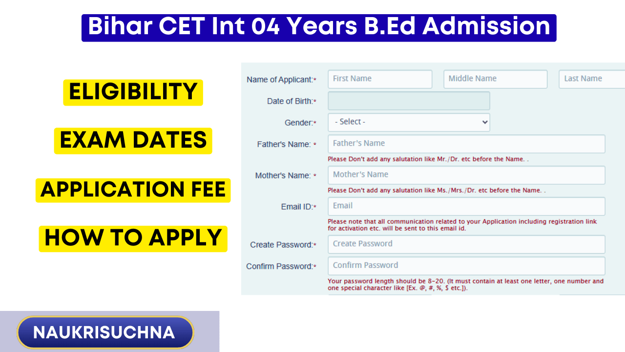 Bihar CET Int 04 Years B.Ed  Admission